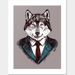 Hand drawn business wolf Posters and Art